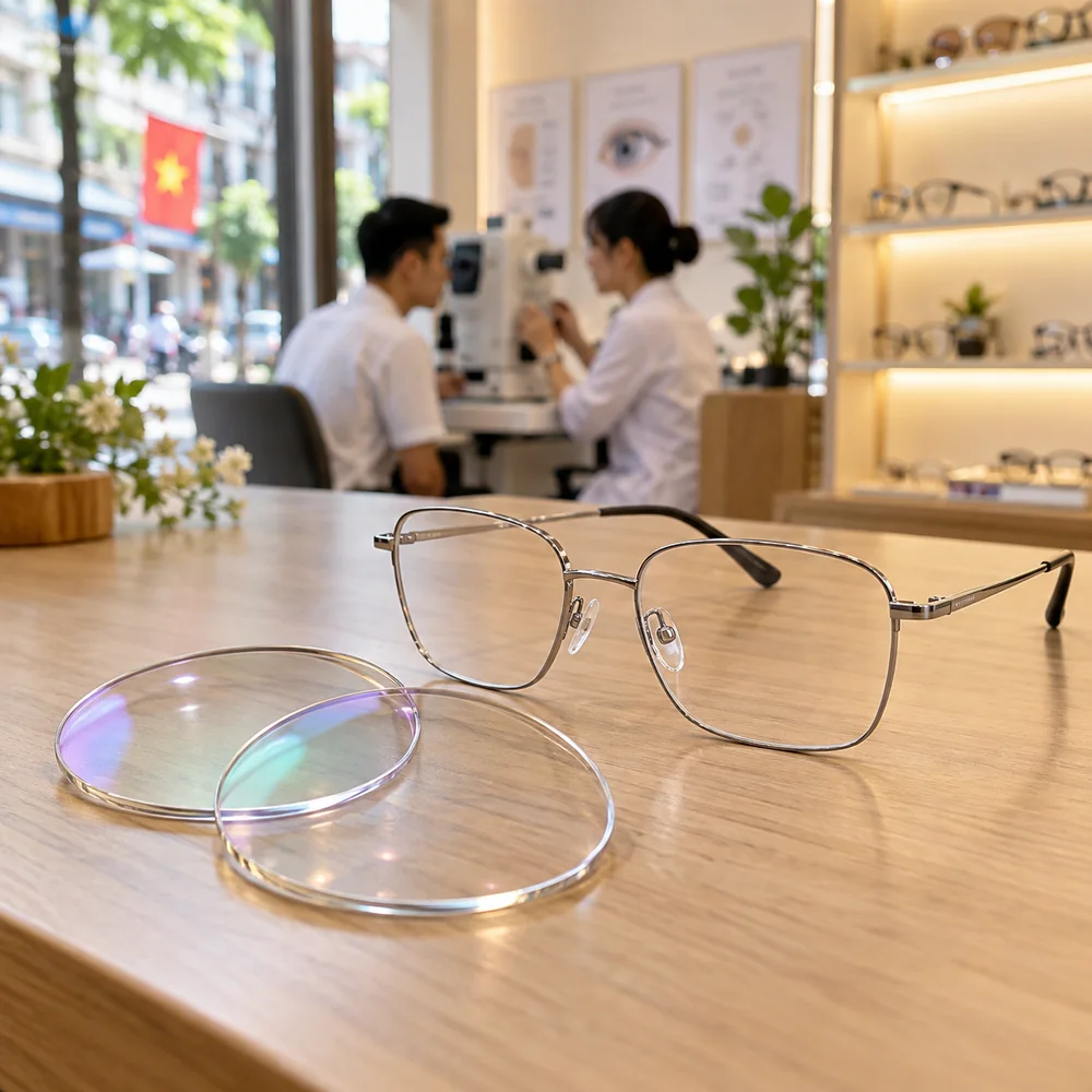 Cặp tròng kính cận 1.56 phủ cứng