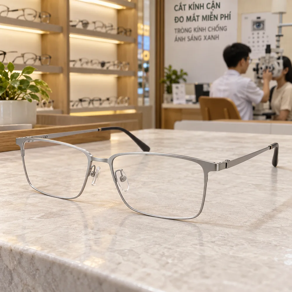 Gọng kính titan nguyên khung dáng chữ nhật