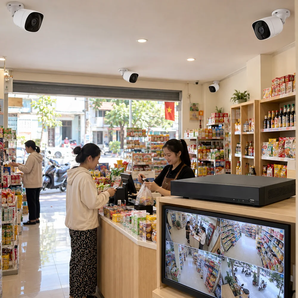 Gói 4 camera KBVision Full Color 2MP cho cửa hàng
