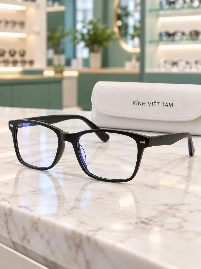Gói kính văn phòng gọng acetate, tròng chống ánh sáng xanh 1.60